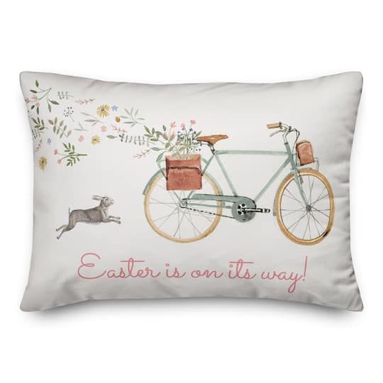 Easter Bunny &#x26; Bike Throw Pillow